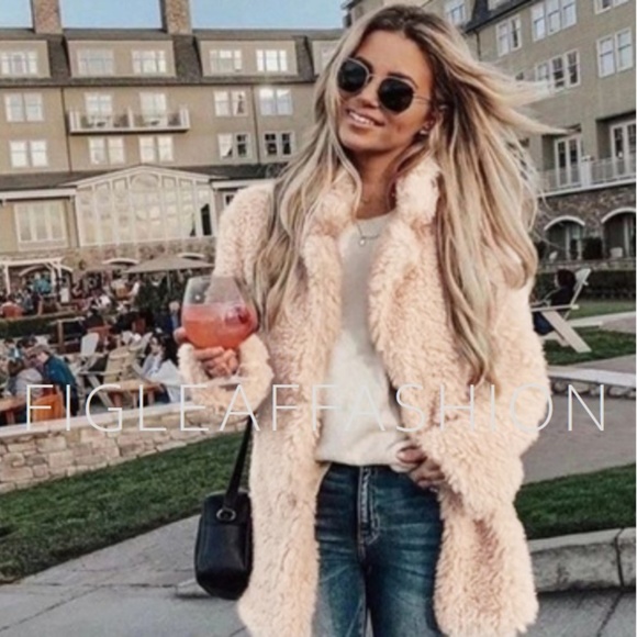 Figleaffashion Jackets & Blazers - New Boutique Teddy Faux Fur Pink Coat Jacket